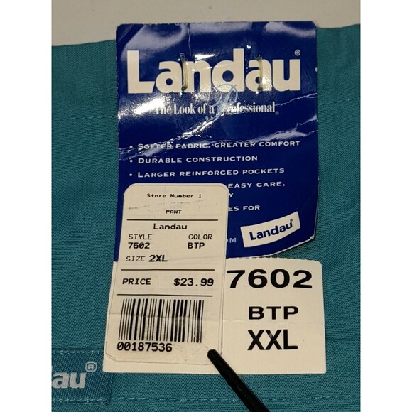 Landau Essentials Unisex Drawstring Scrub Pants Green Sz 2XL XXL Pockets - Picture 9 of 9